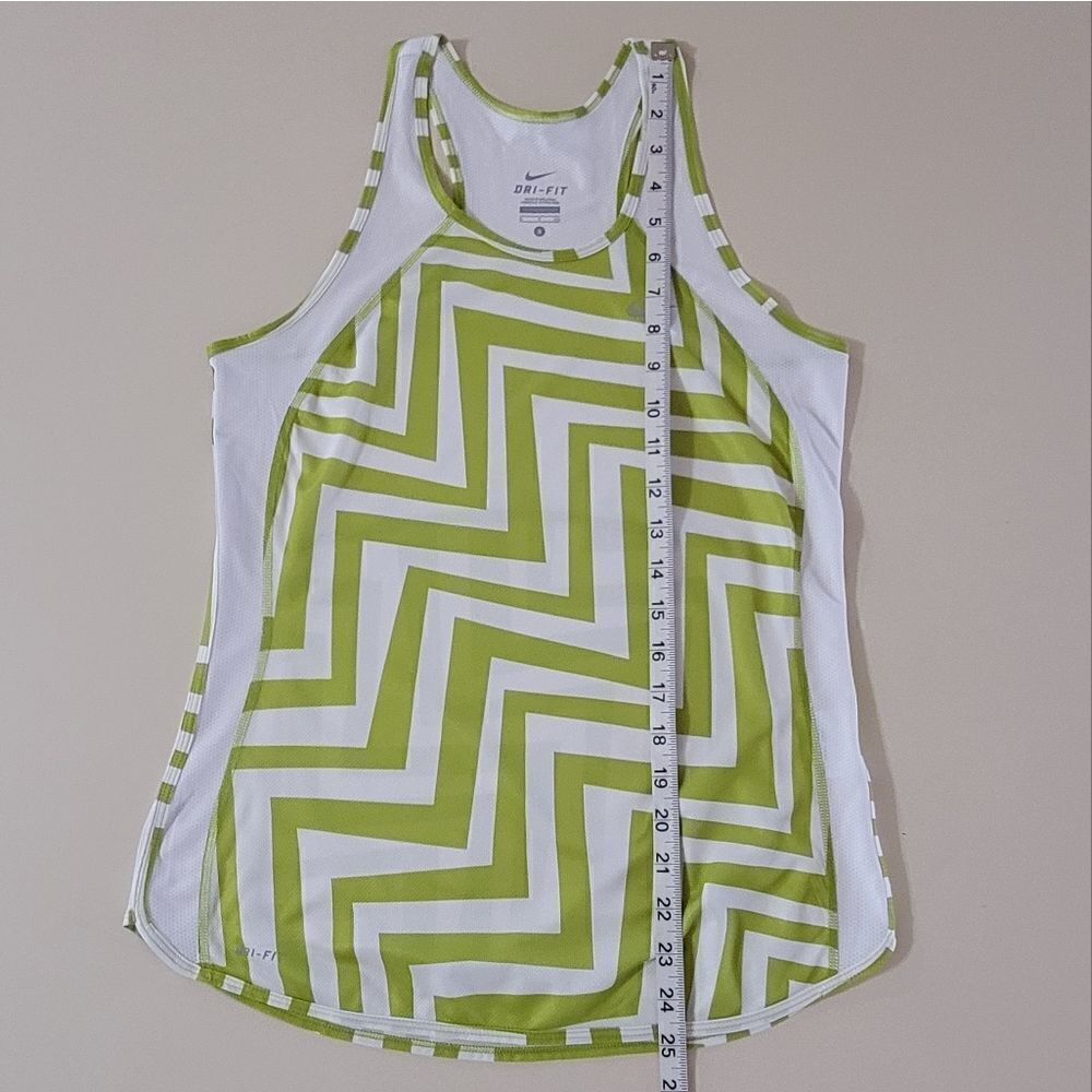 Nike Women's Dri-FIT Green Chevron Running Tank Top - Picture 4 of 11